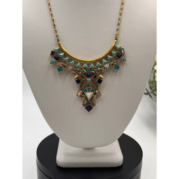 Stella & Dot Blue Turquoise Mosaic Stone Tile Detachable Pendant Necklace‎ - Picture 3 of 8